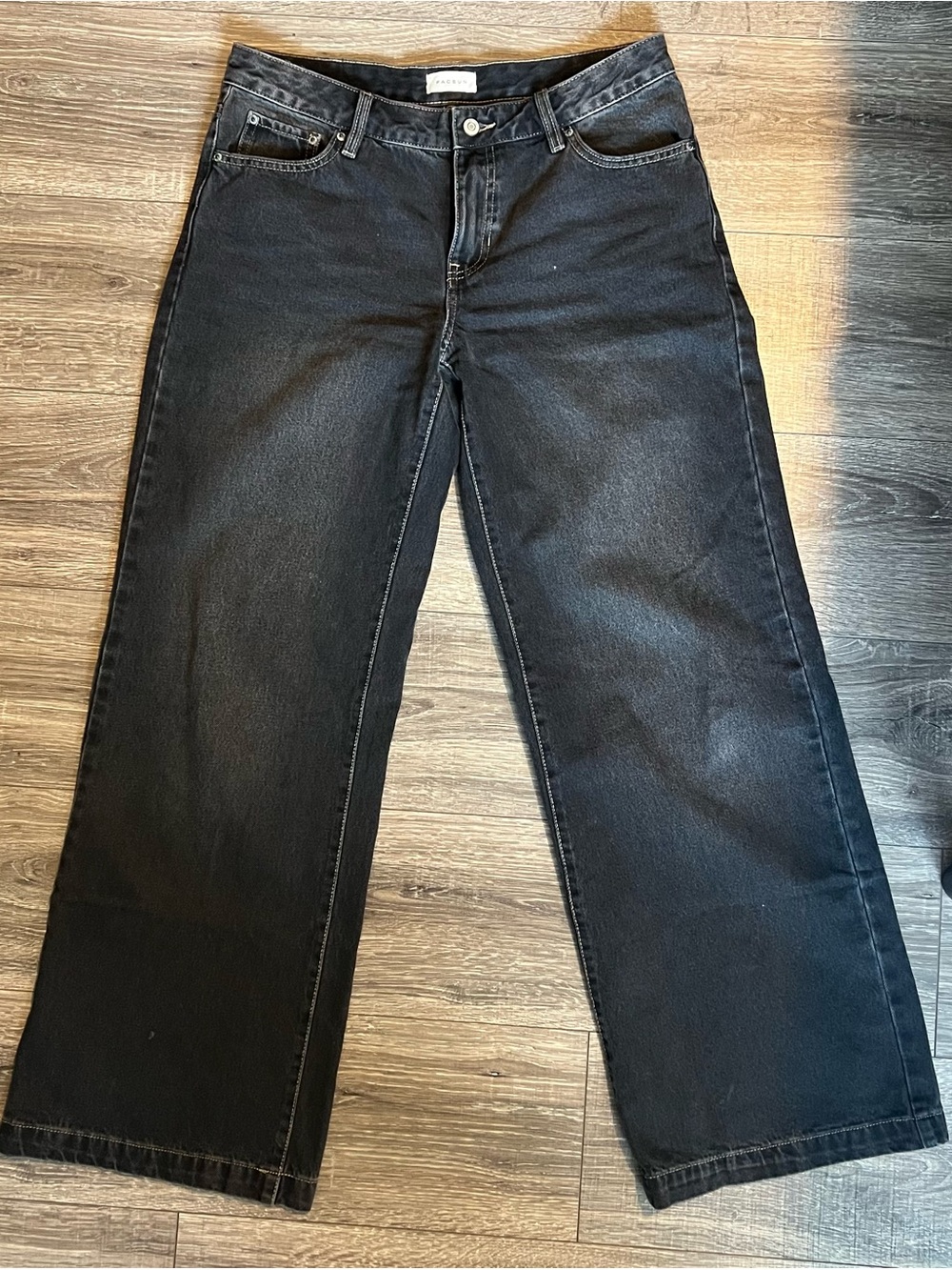 PacSun Women's Black Wide-Leg Jeans - Flared Fit